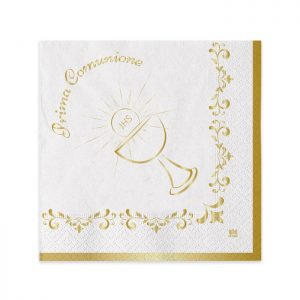 20 TOVAGLIOLI COMUNIONE GOLD METAL 25 x 25 cm